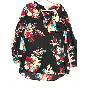 Ava & Vic Floral Artsy watercolor plus‎ sz 2x Womens Top Career Whimsigoth boho